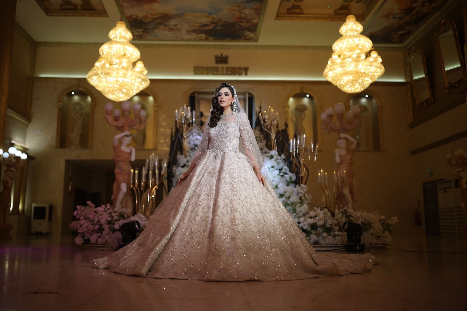 Bride in the grand hall at The Excellency