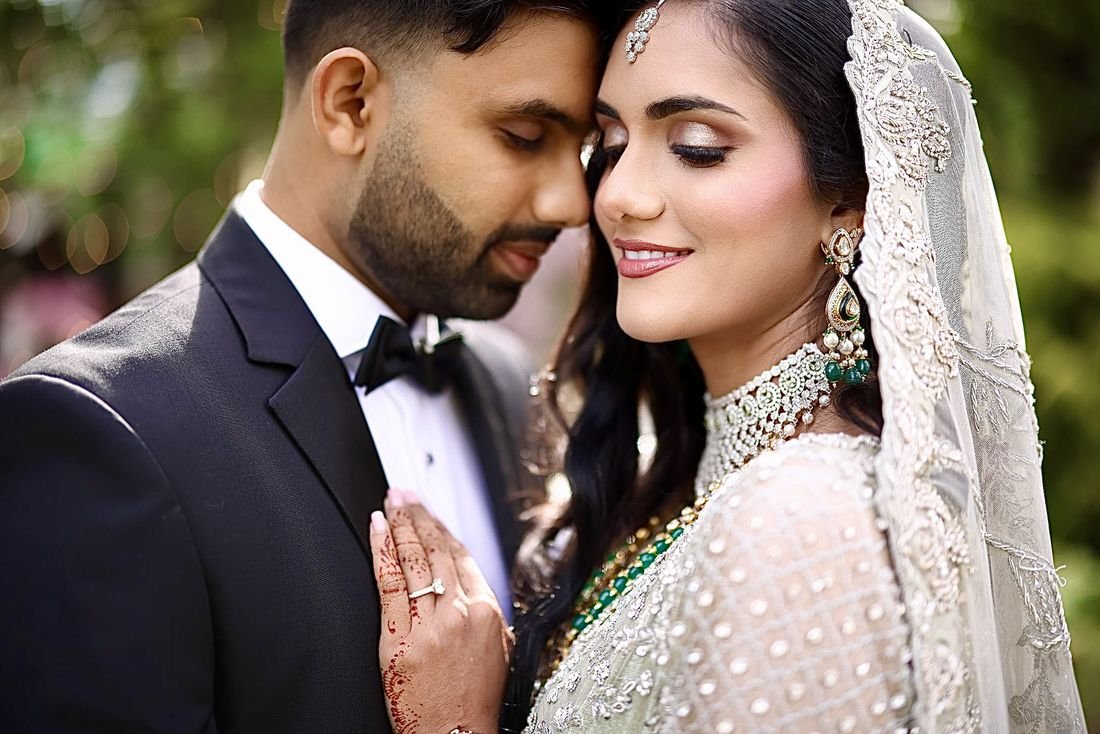 Groom and bride in an intimate portrait