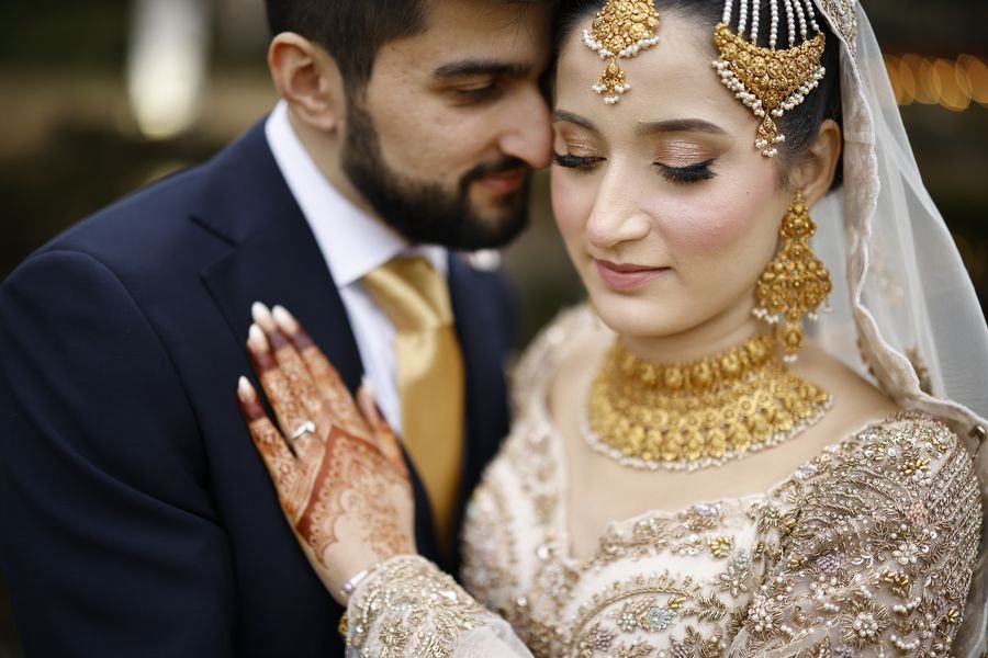 Bride and groom in an intimate portrait